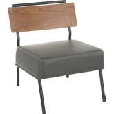 Fiji Accent Chair in Grey Leatherette with Walnut Accent